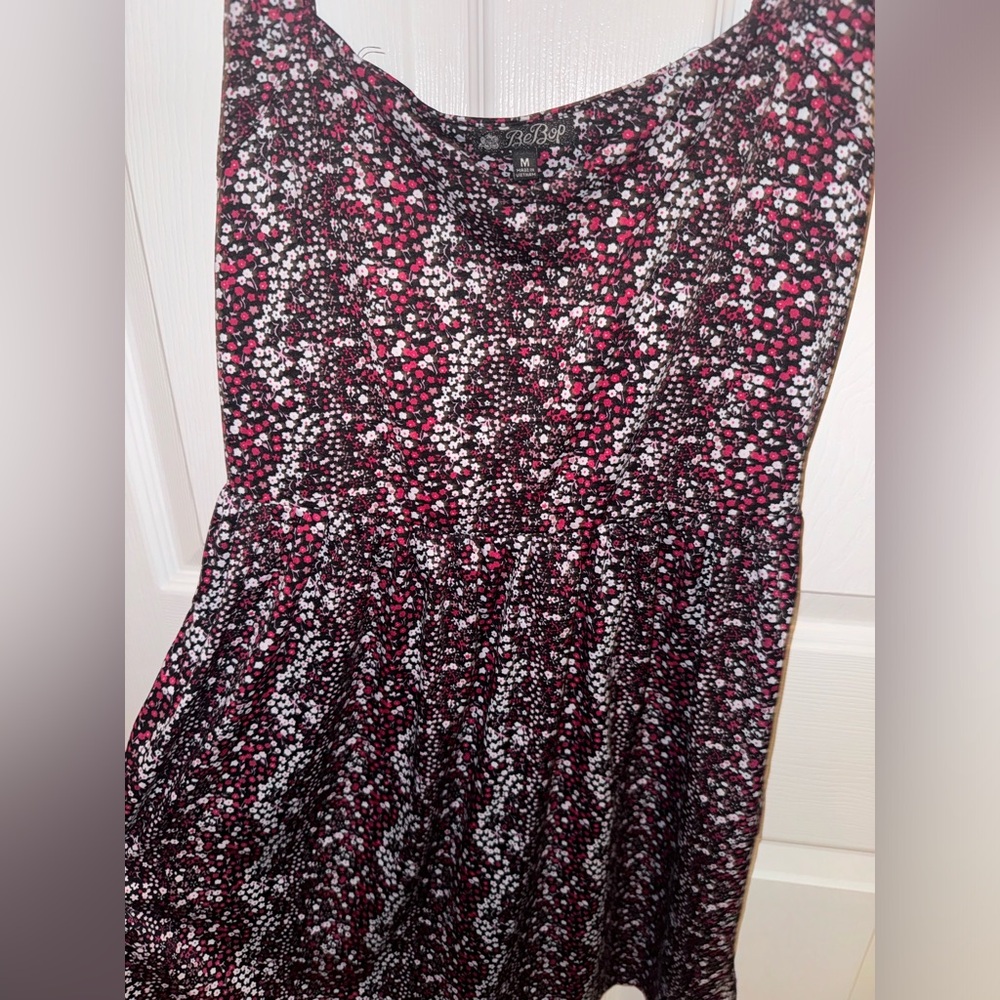 Black, white, and pink floral dress